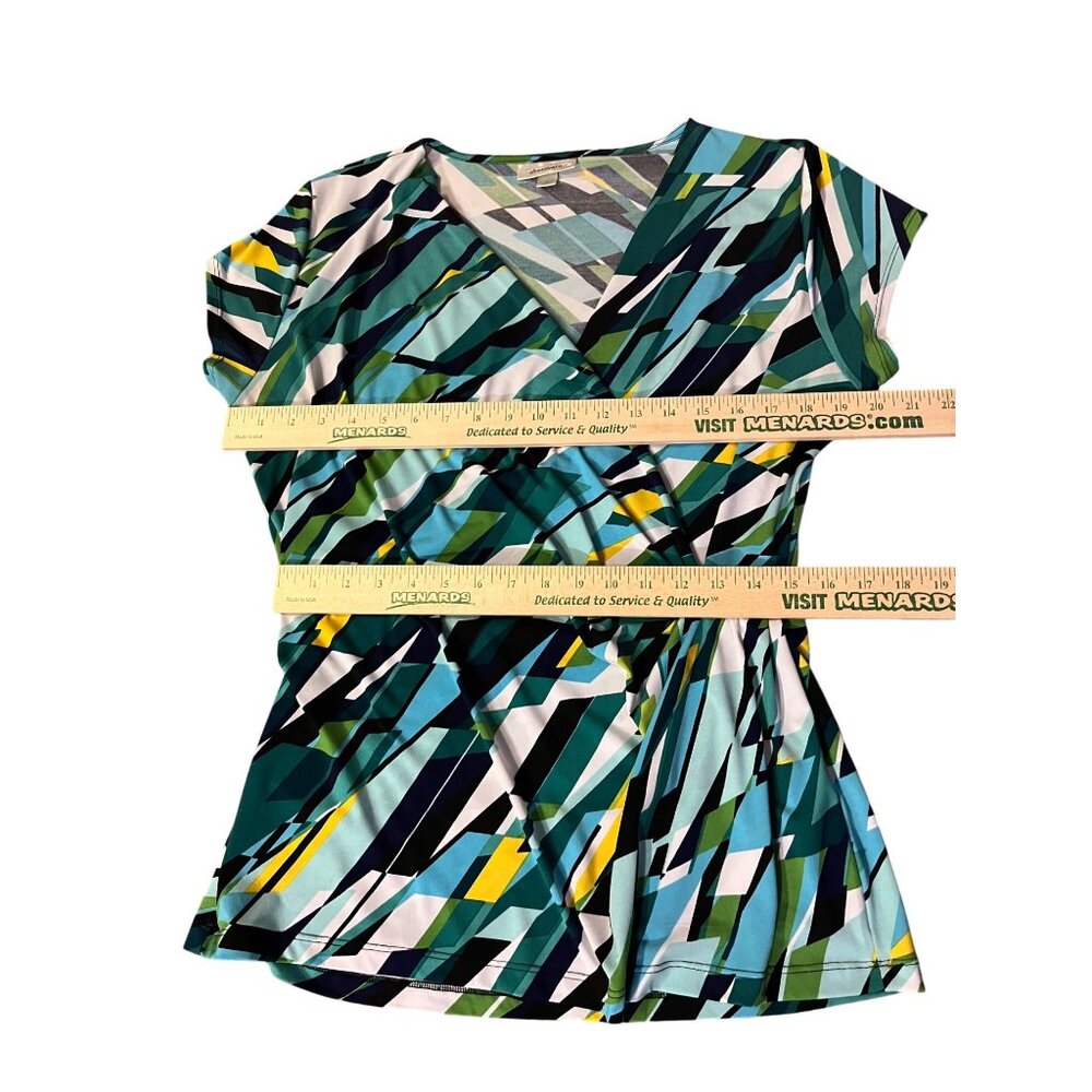 Dressbarn Blouse Womens L Used Geometric Pattern Metal Gathering on Side - Picture 8 of 10